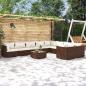 Preview: ARDEBO.de - 10-tlg. Garten-Lounge-Set mit Kissen Poly Rattan Braun