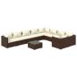 Preview: 10-tlg. Garten-Lounge-Set mit Kissen Poly Rattan Braun