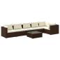 Preview: 7-tlg. Garten-Lounge-Set mit Kissen Poly Rattan Braun