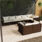Preview: ARDEBO.de - 9-tlg. Garten-Lounge-Set mit Kissen Braun Poly Rattan