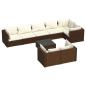 Preview: 9-tlg. Garten-Lounge-Set mit Kissen Braun Poly Rattan