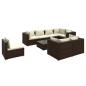 Preview: 9-tlg. Garten-Lounge-Set mit Kissen Poly Rattan Braun