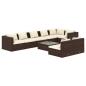 Preview: 9-tlg. Garten-Lounge-Set mit Kissen Braun Poly Rattan