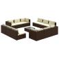 Preview: 13-tlg. Garten-Lounge-Set mit Kissen Poly Rattan Braun