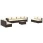 Preview: 9-tlg. Garten-Lounge-Set mit Kissen Poly Rattan Braun