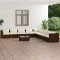 Preview: ARDEBO.de - 10-tlg. Garten-Lounge-Set mit Kissen Poly Rattan Braun