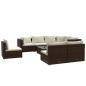 Preview: 9-tlg. Garten-Lounge-Set mit Kissen Poly Rattan Braun