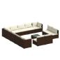 Preview: 14-tlg. Garten-Lounge-Set mit Kissen Braun Poly Rattan