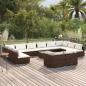 Preview: ARDEBO.de - 13-tlg. Garten-Lounge-Set mit Kissen Braun Poly Rattan