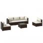 Preview: 6-tlg. Garten-Lounge-Set mit Kissen Poly Rattan Braun