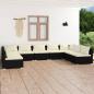 Preview: ARDEBO.de - 9-tlg. Garten-Lounge-Set mit Kissen Poly Rattan Schwarz