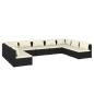 Preview: 9-tlg. Garten-Lounge-Set mit Kissen Poly Rattan Schwarz