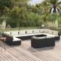 Preview: ARDEBO.de - 12-tlg. Garten-Lounge-Set mit Kissen Schwarz Poly Rattan