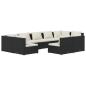 Preview: 9-tlg. Garten-Lounge-Set mit Kissen Schwarz Poly Rattan