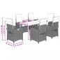 Preview: 7-tlg. Garten-Essgruppe mit Kissen Grau Poly Rattan