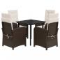 Preview: 5-tlg. Garten-Essgruppe mit Kissen Braun Poly Rattan