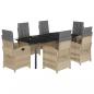 Preview: 7-tlg. Garten-Essgruppe mit Kissen Beigemischung Poly Rattan