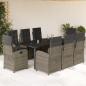 Preview: ARDEBO.de - 9-tlg. Garten-Essgruppe mit Kissen Grau Poly Rattan