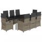 Preview: 9-tlg. Garten-Essgruppe mit Kissen Grau Poly Rattan