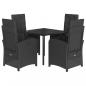 Preview: 5-tlg. Garten-Essgruppe mit Kissen Schwarz Poly Rattan