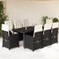 Preview: ARDEBO.de - 9-tlg. Garten-Essgruppe mit Kissen Schwarz Poly Rattan