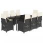 Preview: 9-tlg. Garten-Essgruppe mit Kissen Schwarz Poly Rattan