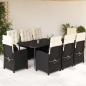 Preview: ARDEBO.de - 9-tlg. Garten-Essgruppe mit Kissen Schwarz Poly Rattan