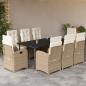 Preview: ARDEBO.de - 9-tlg. Garten-Essgruppe mit Kissen Beige Poly Rattan