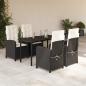 Preview: ARDEBO.de - 5-tlg. Garten-Essgruppe mit Kissen Schwarz Poly Rattan