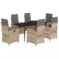 Preview: 7-tlg. Garten-Essgruppe mit Kissen Beigemischung Poly Rattan