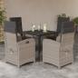 Preview: ARDEBO.de - 5-tlg. Garten-Essgruppe mit Kissen Hellgrau Poly Rattan