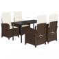 Preview: 5-tlg. Garten-Essgruppe mit Kissen Braun Poly Rattan
