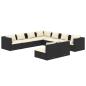 Preview: 9-tlg. Garten-Lounge-Set mit Kissen Schwarz Poly Rattan