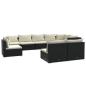 Preview: 9-tlg. Garten-Lounge-Set mit Kissen Poly Rattan Schwarz