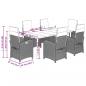 Preview: 7-tlg. Garten-Essgruppe mit Kissen Grau Poly Rattan