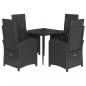 Preview: 5-tlg. Garten-Essgruppe mit Kissen Schwarz Poly Rattan