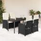 Preview: ARDEBO.de - 5-tlg. Garten-Essgruppe mit Kissen Schwarz Poly Rattan