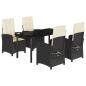 Preview: 5-tlg. Garten-Essgruppe mit Kissen Schwarz Poly Rattan