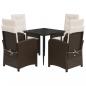 Preview: 5-tlg. Garten-Essgruppe mit Kissen Braun Poly Rattan
