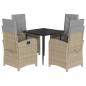 Preview: 5-tlg. Garten-Essgruppe mit Kissen Beigemischung Poly Rattan