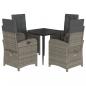 Preview: 5-tlg. Garten-Essgruppe mit Kissen Grau Poly Rattan
