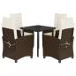 Preview: 5-tlg. Garten-Essgruppe mit Kissen Braun Poly Rattan