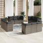 Preview: ARDEBO.de - 12-tlg. Garten-Sofagarnitur mit Kissen Grau Poly Rattan