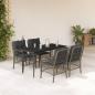 Preview: ARDEBO.de - 5-tlg. Garten-Essgruppe mit Kissen Grau Poly Rattan