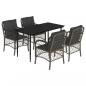 Preview: 5-tlg. Garten-Essgruppe mit Kissen Grau Poly Rattan