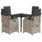 Preview: 5-tlg. Garten-Essgruppe mit Kissen Hellgrau Poly Rattan