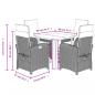 Preview: 5-tlg. Garten-Essgruppe mit Kissen Hellgrau Poly Rattan