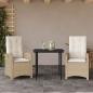 Preview: ARDEBO.de - 3-tlg. Garten-Essgruppe mit Kissen Beige Poly Rattan