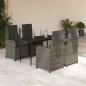 Preview: ARDEBO.de - 5-tlg. Garten-Essgruppe mit Kissen Grau Poly Rattan