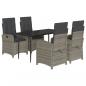 Preview: 5-tlg. Garten-Essgruppe mit Kissen Grau Poly Rattan